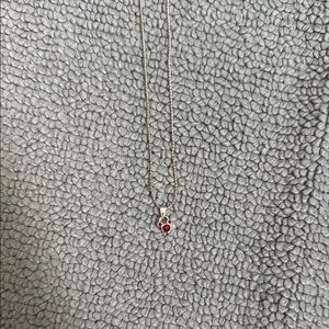 Elegant Mickey Mouse Sterling Silver Necklace with Red Ruby Fake Gemstone